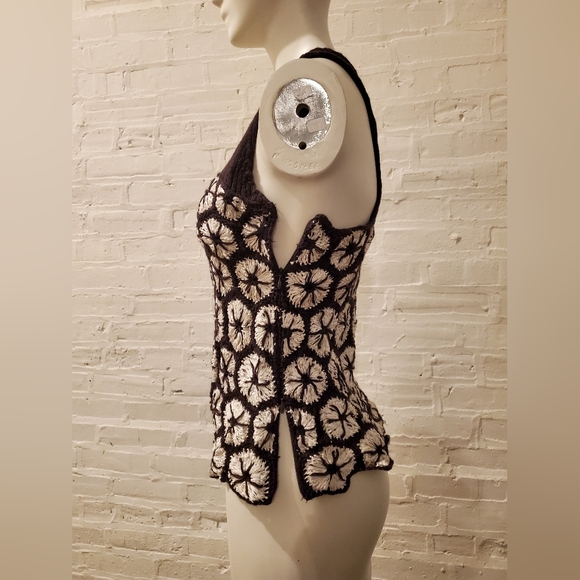 Knitted & Knotted Anthropologie Kaneohe Crochet Ramie Racer Back Tank Top - Picture 3 of 8